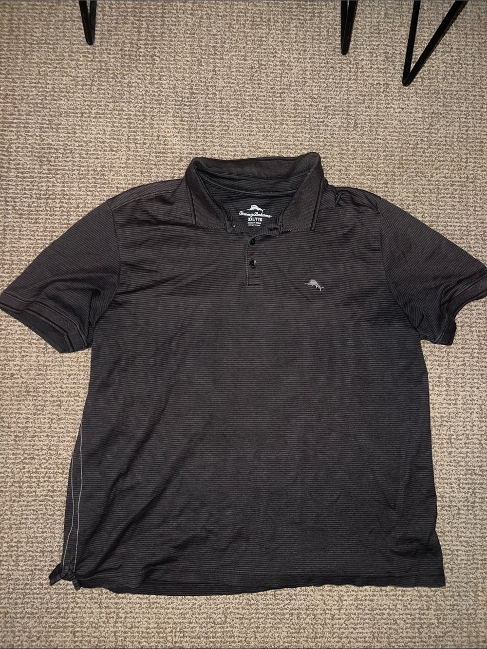 Tommy Bahama Dark Gray Grey Striped Logo Polo